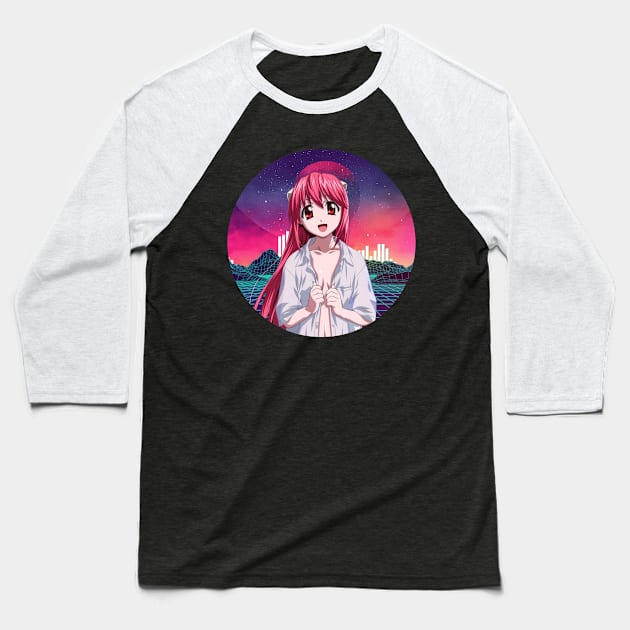 Ethereal Essence Artful Scenes From Elfen Lied Manga Baseball T-Shirt by Super Face